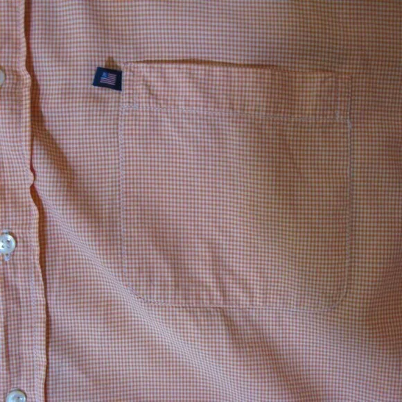 RALPH Lauren Jeans Co. Men's Orange/White Short Sleeve Dress Shirt Size Large - Picture 3 of 7